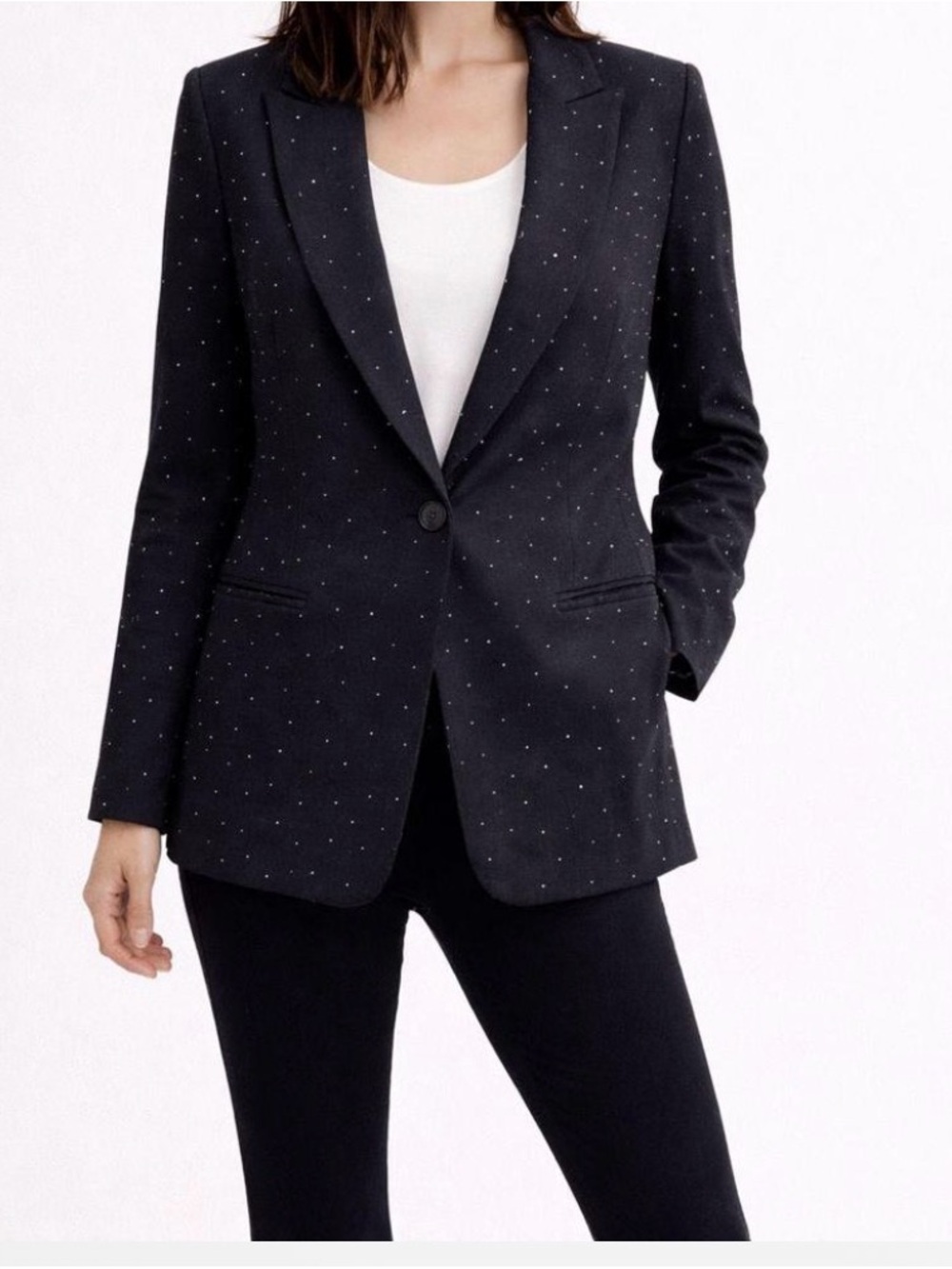 Nine West Women's Black Single-Button Blazer with crystalDetail